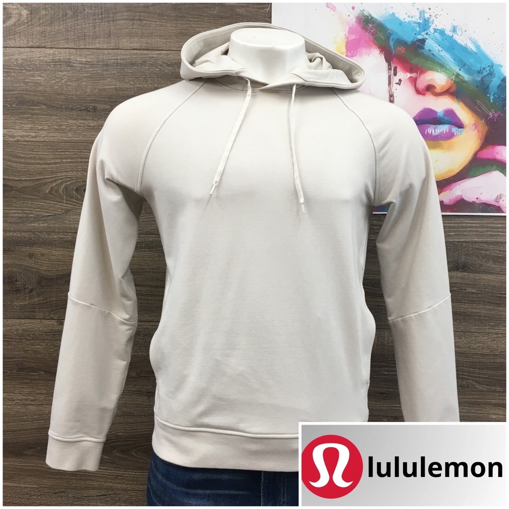 Lululemon Mens City Sweat Pullover Hoodie Cream Size M Long Sleeve (WEAR)‎